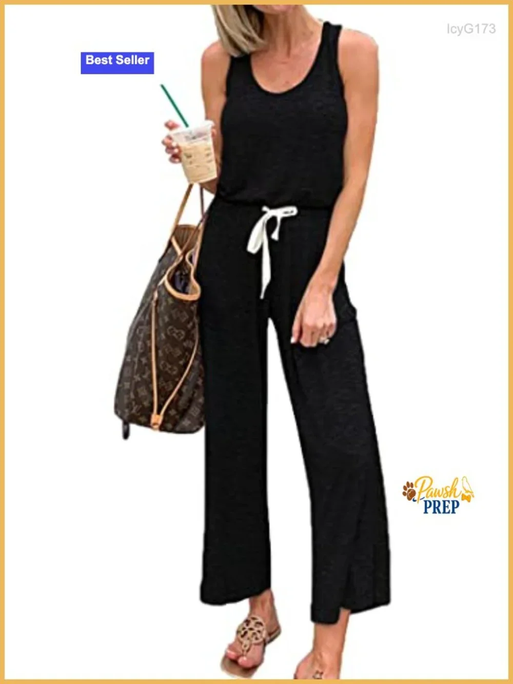 Sleeveless Wide Leg Jumpsuit | Scoop Neck Romper with Pockets